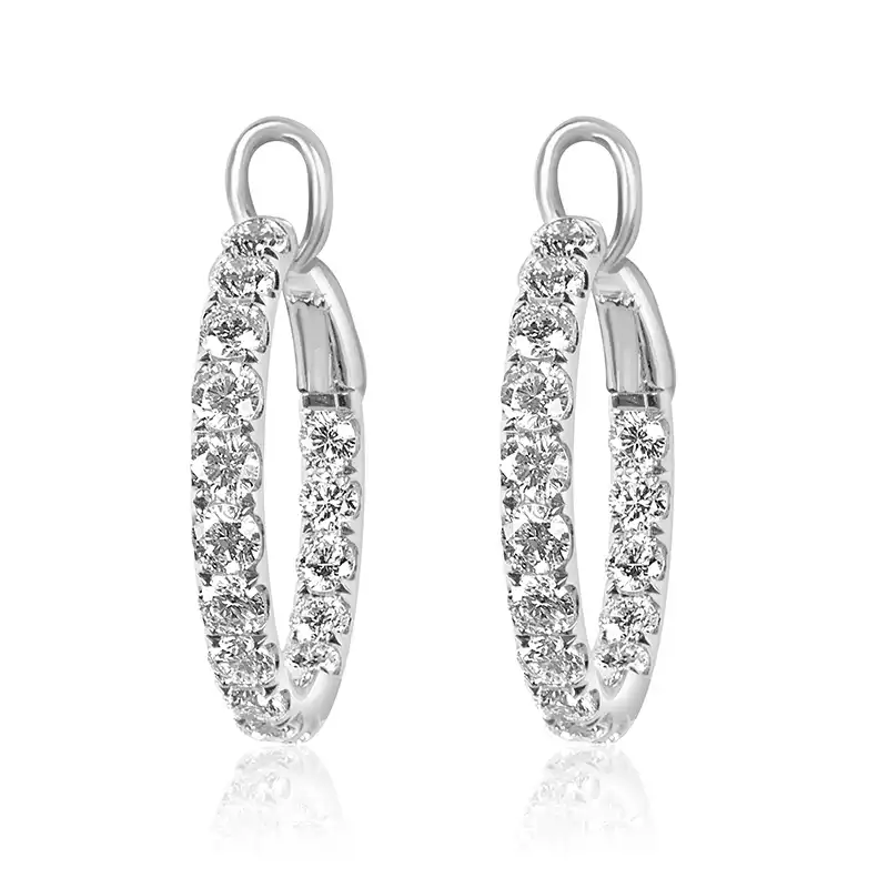 Diamond Hoops in 18K White Gold